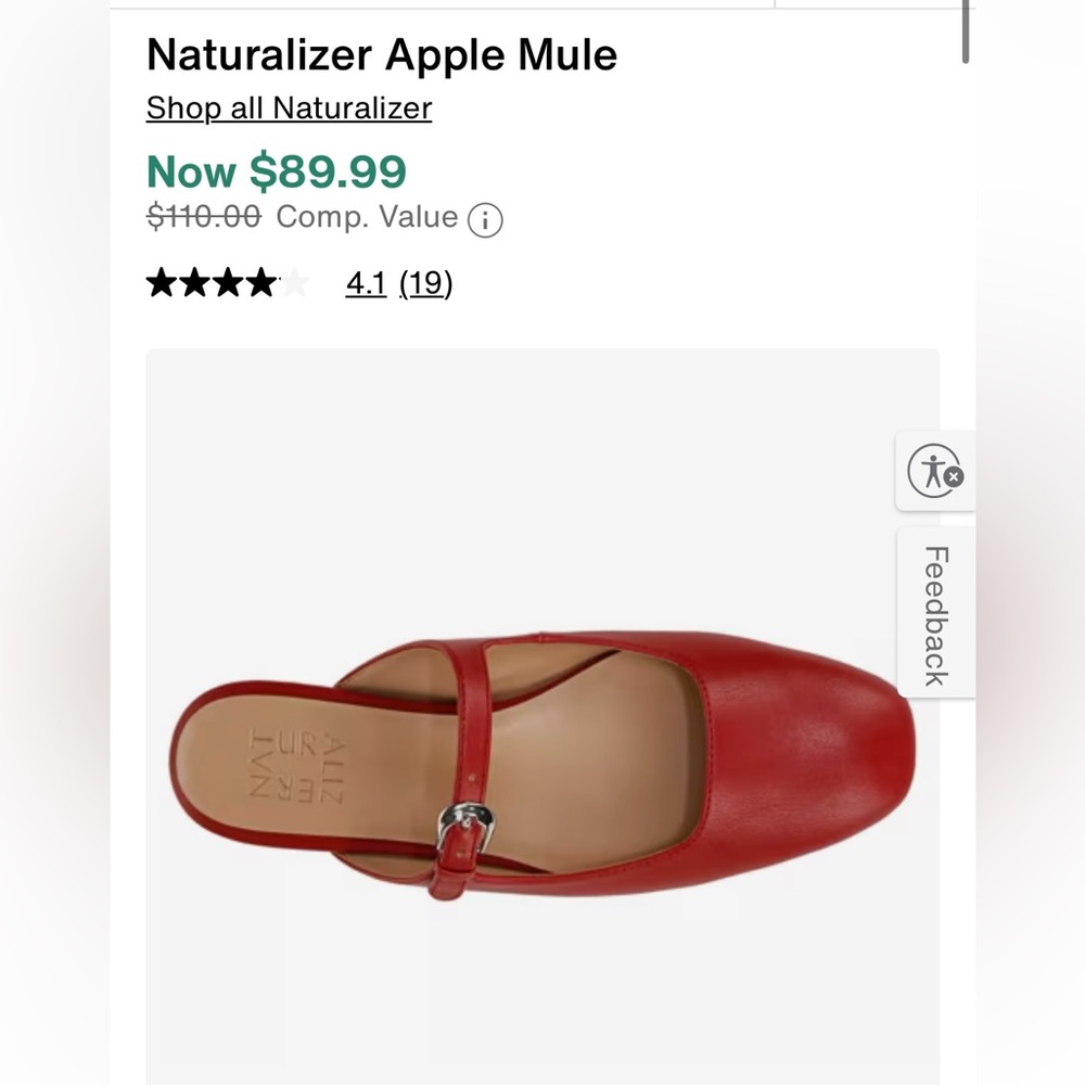 Naturalizer Red Leather Mules